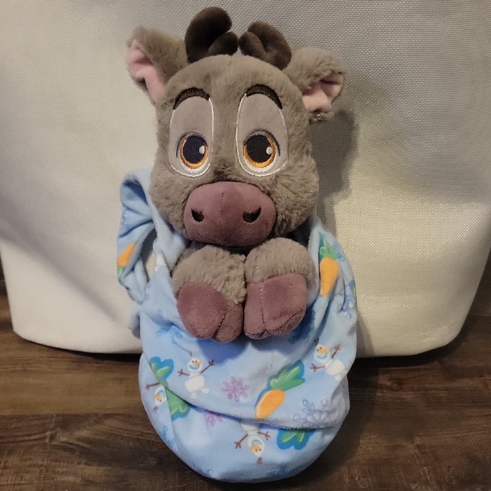 Disney Gray and Brown Stuffed Animal with Blue Blanket